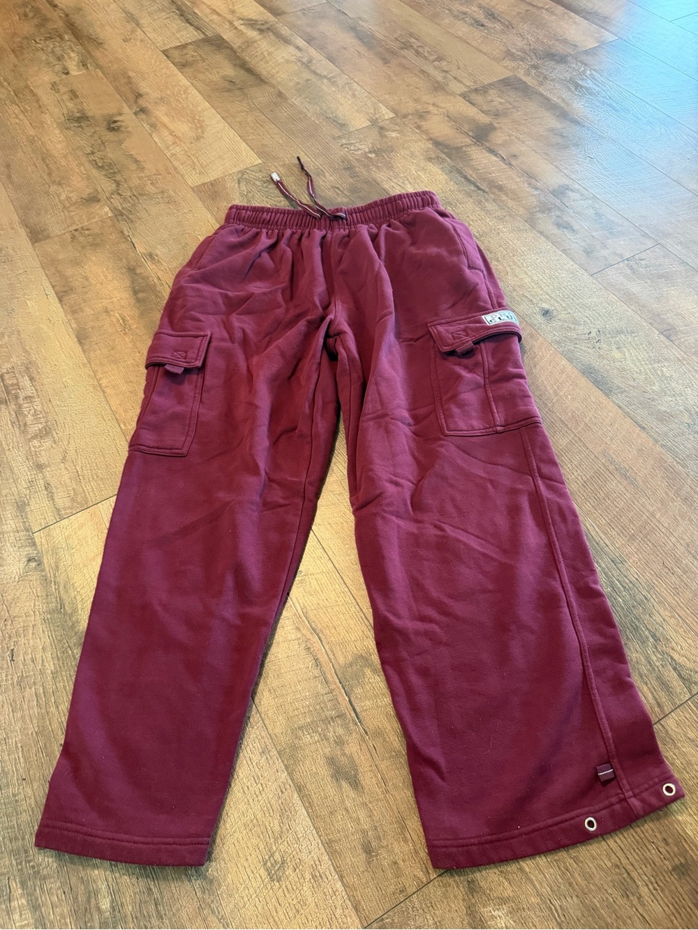 Men's Cargo Sweatpants in Deep Burgundy